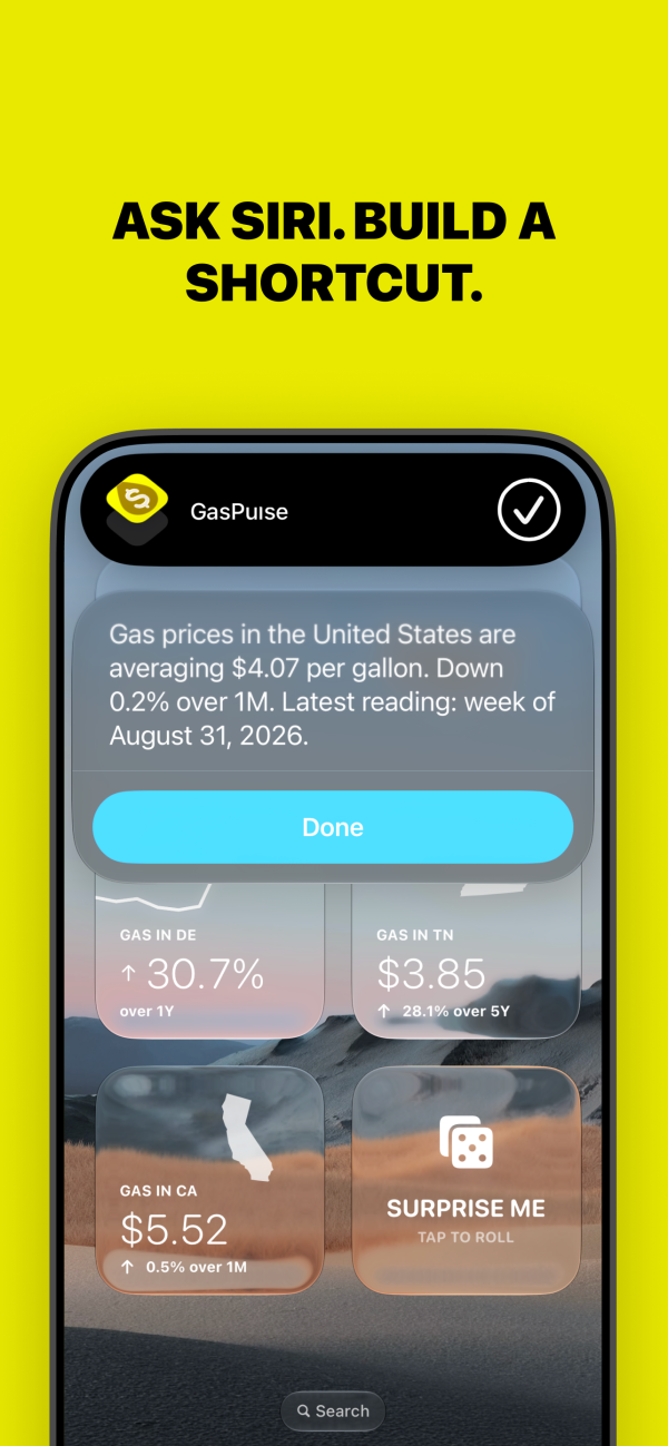 GasPulse 1.1.5 on iphone: Siri and shortcuts