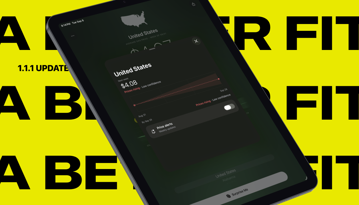 GasPulse 1.1.1 — A better fit: gas-price outlook on iPad